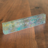 レインボー数々のカラーのクリスタルロック大理石 デスクネームプレート (側面)