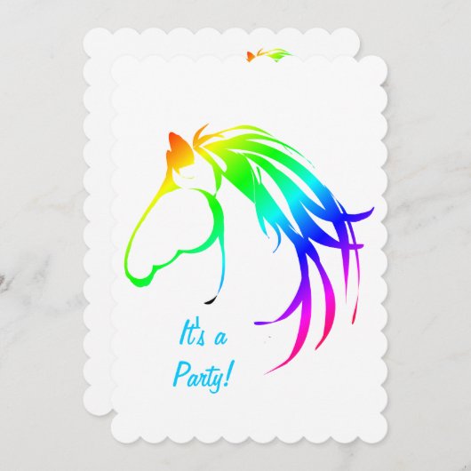 レインボー数々のカラー馬誕生日カスタム招待状 招待状 (正面/裏面)