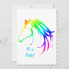 レインボー数々のカラー馬誕生日カスタム招待状 招待状