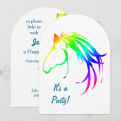 レインボー数々のカラー馬誕生日カスタム招待状 招待状 (正面/裏面)