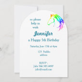 レインボー数々のカラー馬誕生日カスタム招待状 招待状 (裏面)