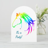 レインボー数々のカラー馬誕生日カスタム招待状 招待状 (スタンド正面)