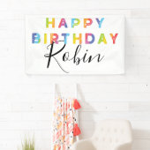 レインボー文字シンプルスタイルパーソナライズされた誕生日 横断幕 (インサイチュ)