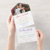 レインボー文字招待されました写真結婚LGBT オールインワン招待状 (貼ってはがせる)