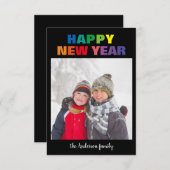 レインボー新年フォト - 3x5 クリスマスカード 招待状 (正面/裏面)