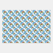 レインボー旗の背景に描かれた可愛いペンギン ラッピングペーパーシート (正面2)