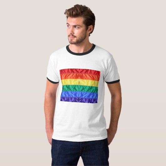 レインボー旗ゲイプライドLGBTQ LGBTの愛は愛である Tシャツ (正面フル)
