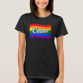 レインボー旗中国中国のゲイプライドLGBT LGBTQ Tシャツ (正面)