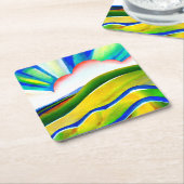 レインボー日が差すこと風景 スクエアペーパーコースター (アングル)