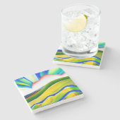 レインボー日が差すこと風景 ストーンコースター (横)