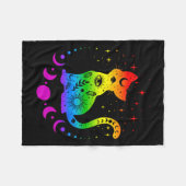 レインボー星占い猫LGBTゲイプライド国旗 フリースブランケット (正面(横))