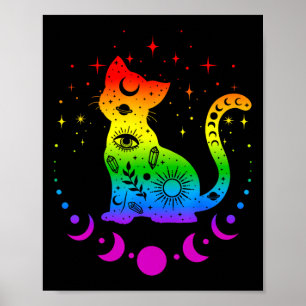 レインボー星占い猫LGBTゲイプライド国旗 ポスター