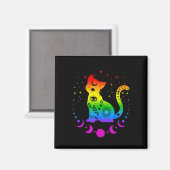 レインボー星占い猫LGBTゲイプライド国旗 マグネット (正面/裏面)