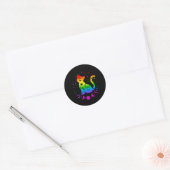 レインボー星占い猫LGBTゲイプライド国旗 ラウンドシール (封筒)