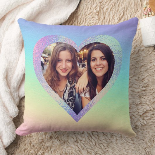 レインボー最高のハートフレンズカスタム写真 クッション (ブランケット)
