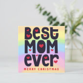 レインボー最高のママエバーメリークリスマスホリデー カード (スタンド正面)