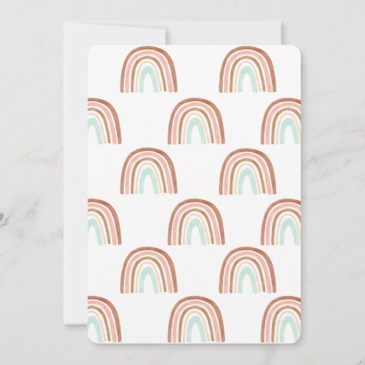 レインボー来ベイビーシャワーの女の子と行く 招待状 (裏面)