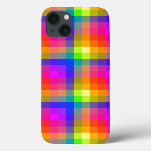 レインボー格子状ブロックプライドブライト&おもしろい Case-Mate iPhoneケース (裏面)