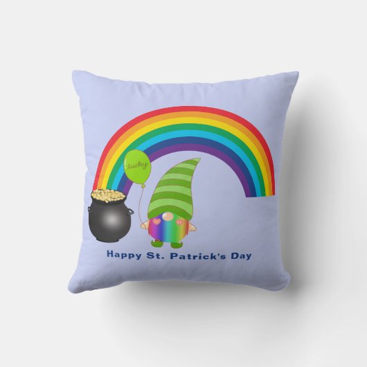 レインボー格言ポットの金ゴールドSt patricks day クッション (裏面)