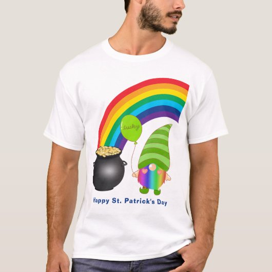 レインボー格言ポットの金ゴールドSt patricks day ユニセックス Tシャツ (正面)