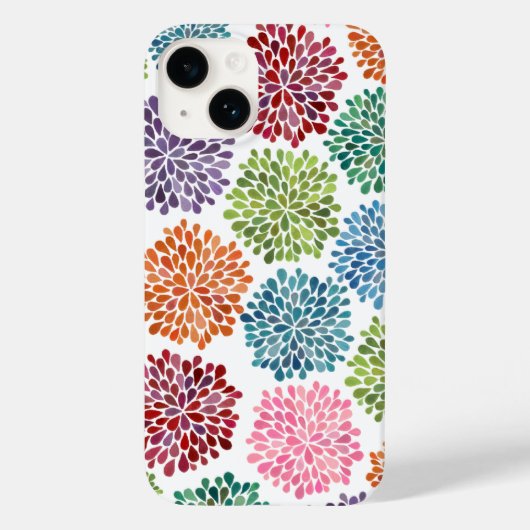 レインボー水彩ダリアの花 フラワー ファインアート Case-Mate iPhoneケース (裏面)
