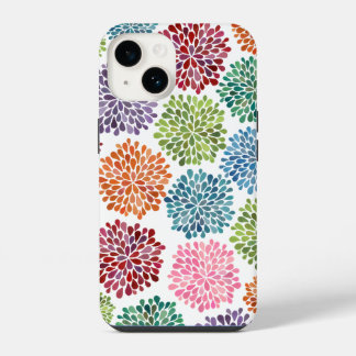 レインボー水彩ダリアの花 フラワー ファインアート iPhone 14ケース