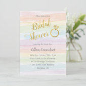 レインボー水彩ブライダルシャワー(金ゴールド) 招待状 (スタンド正面)