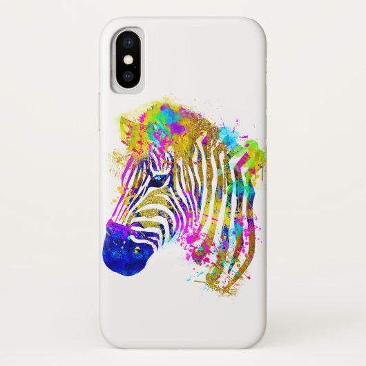 レインボー水彩ペイントスプラッターゼブラグラフィック Case-Mate iPhoneケース (裏面)