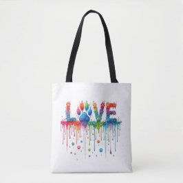 レインボー水彩肉球プリント LOVE ペット愛好家トートB トートバッグ