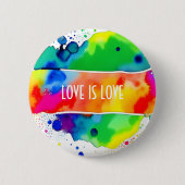 レインボー水彩LGBTQ+プライドボタン 缶バッジ (正面)