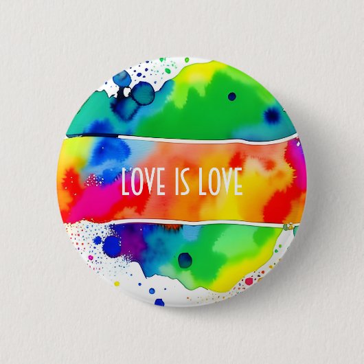 レインボー水彩LGBTQ+プライドボタン 缶バッジ (正面)