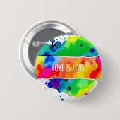 レインボー水彩LGBTQ+プライドボタン 缶バッジ (正面&裏面)