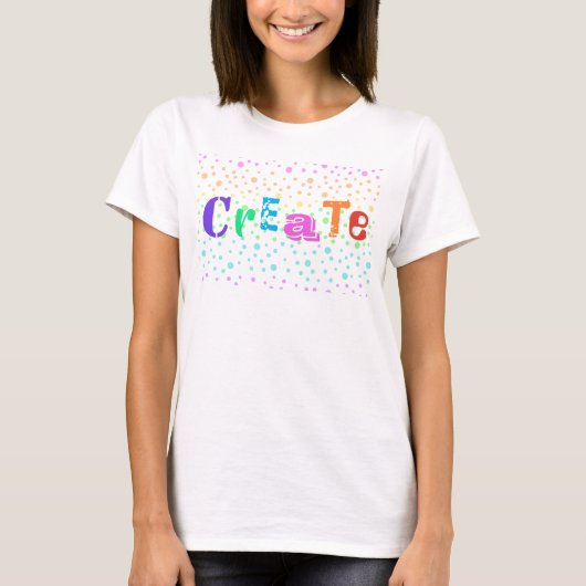 レインボー水玉模様で作成Women's T Shirt Tシャツ (正面)