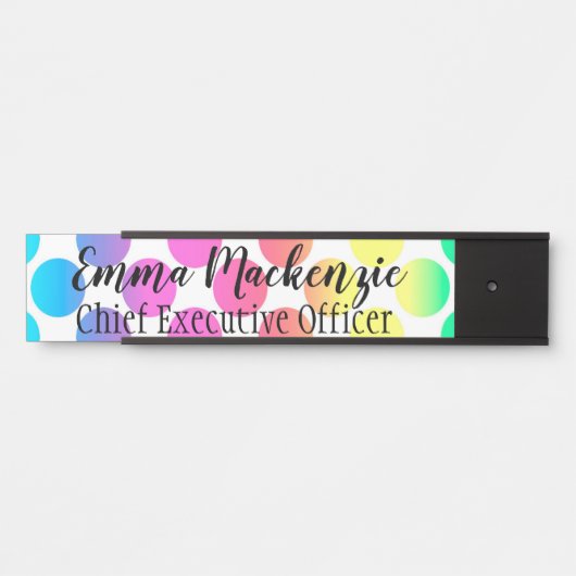 レインボー水玉模様オフィスドアサイン名プレート サインプレート (正面)