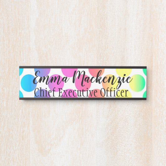 レインボー水玉模様オフィスドアサイン名プレート サインプレート (正面)