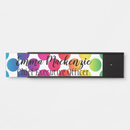 レインボー水玉模様オフィスドアサイン名プレート サインプレート (正面)