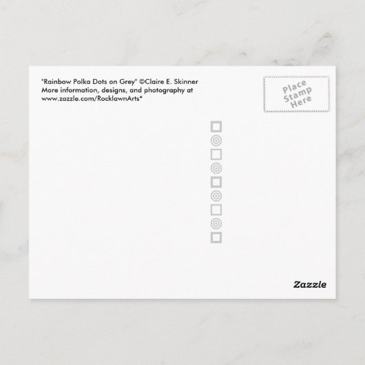 レインボー水玉模様オングレー ポストカード (裏面)