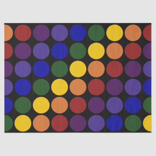 レインボー水玉模様オンブラックティッシュペーパー 薄葉紙 (正面)