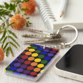 レインボー水玉模様オンブラック キーホルダー (正面右)