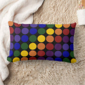 レインボー水玉模様オンブラック ランバークッション (ブランケット)