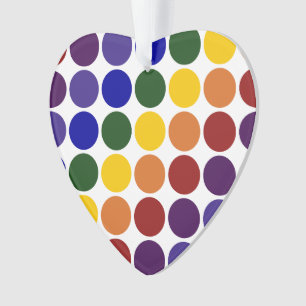 レインボー水玉模様オンホワイト オーナメント