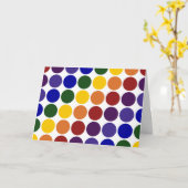 レインボー水玉模様オンホワイト カード (黄色い花)