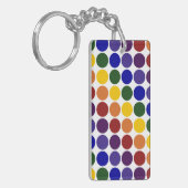 レインボー水玉模様オンホワイト キーホルダー (正面左)