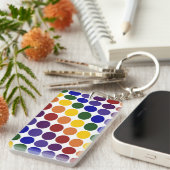 レインボー水玉模様オンホワイト キーホルダー (正面右)