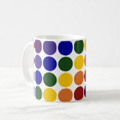 レインボー水玉模様オンホワイト コーヒーマグカップ (正面左)