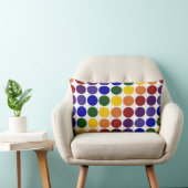 レインボー水玉模様オンホワイト ランバークッション (椅子)