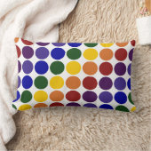 レインボー水玉模様オンホワイト ランバークッション (ブランケット)