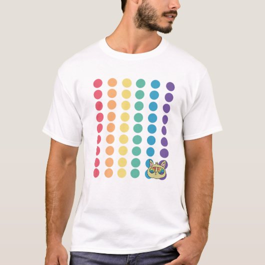 レインボー水玉模様ゲイプライドカラーLGBTQアリー Tシャツ (正面)