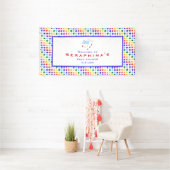 レインボー水玉模様ストームベビーシャワー 横断幕 (インサイチュ)