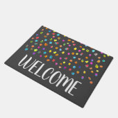レインボー水玉模様テーマウェルカムマット ドアマット (アングル)